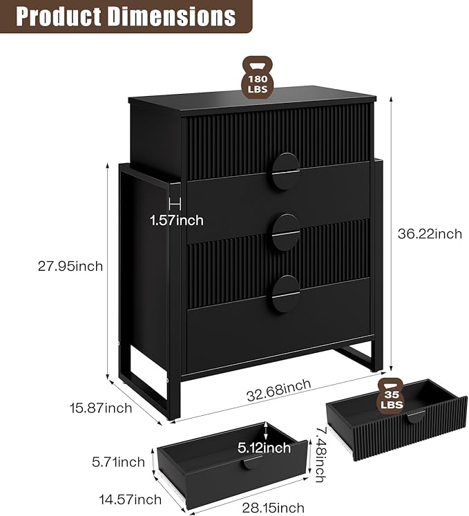 LGHM Fluted Dresser for Bedroom - Image 3