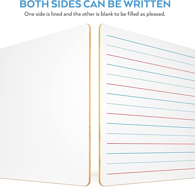 Nicpro Dry Erase Lap Board 12 x 16 inches 2 Pack Ruled Kid Double Sided Blank & - Image 2