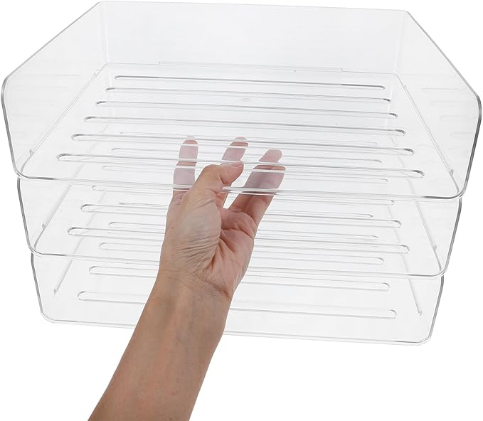 COHEALI Stackable Desk Organizer Tray Transparent Wide Paper Holder - Image 3