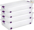Sterilite 4-Pack 60 Quart ClearView Latch Box, Wheeled Underbed Organizer Bins by Sterilite
