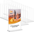 Acrylic Sign Holder 4x6, 24 Pack Clear Table Menu Vertical Clear Table Double by Unknown