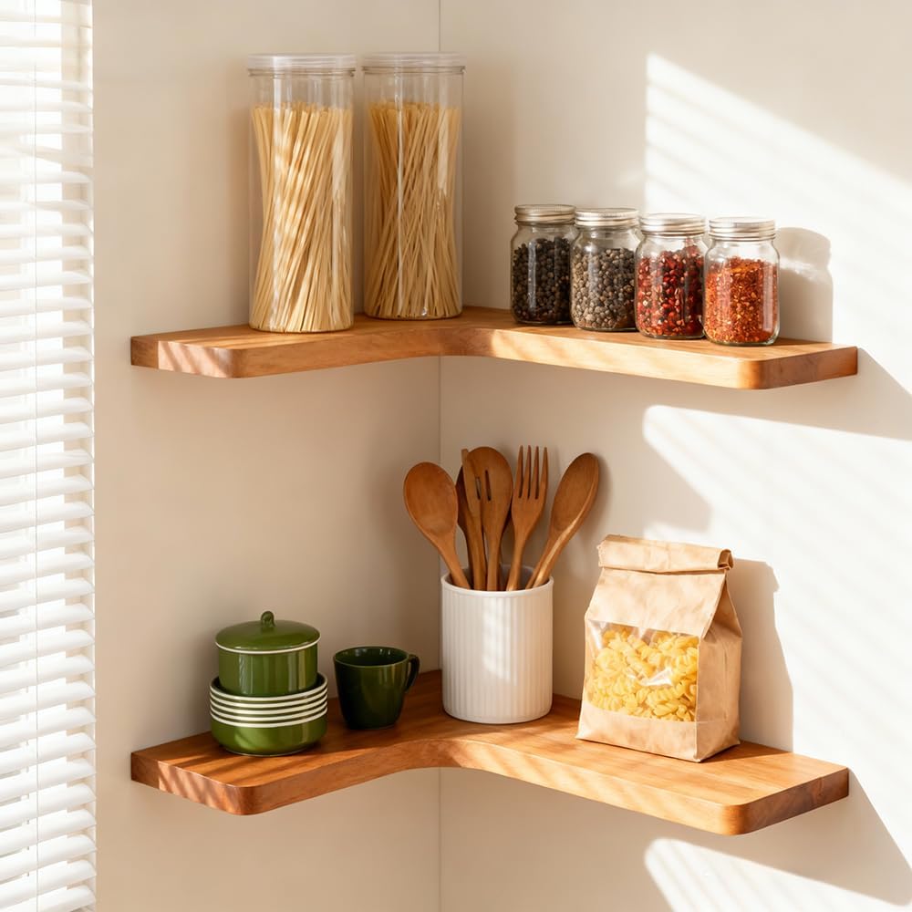floating corner shelves, wall shelf set of 2, main product view