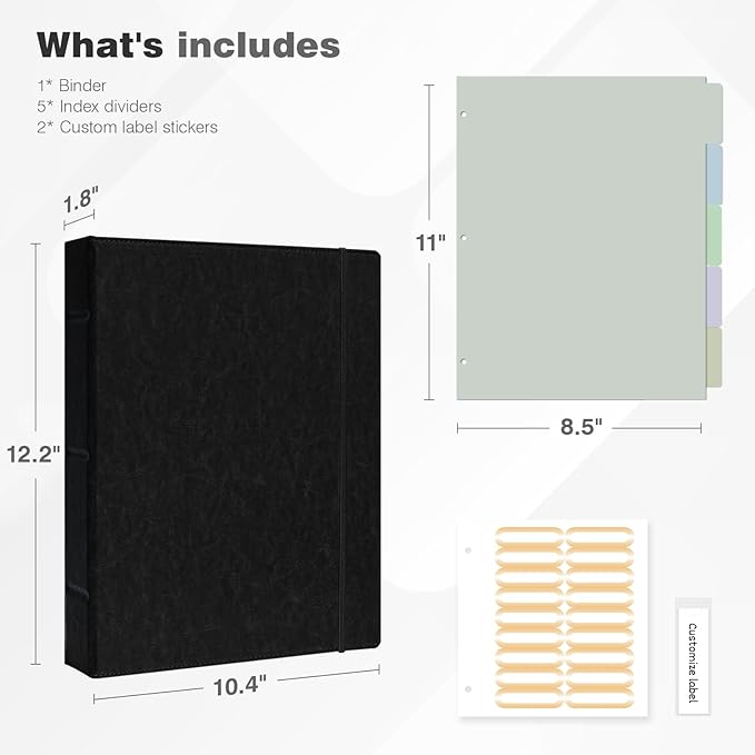 Ospelelf Vintage Hardcover 3 Ring 1 inch Leather Binder, Professional Binders - Image 5