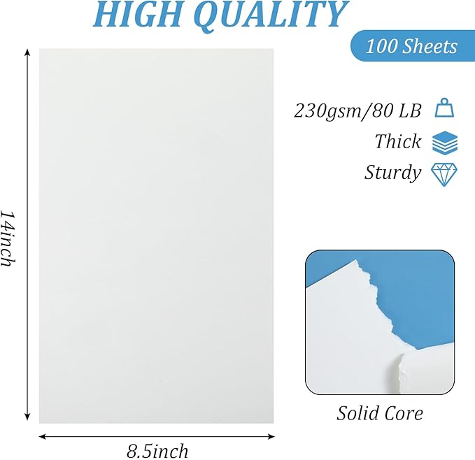 8.5" x14" Legal Size White Cardstock - Image 3