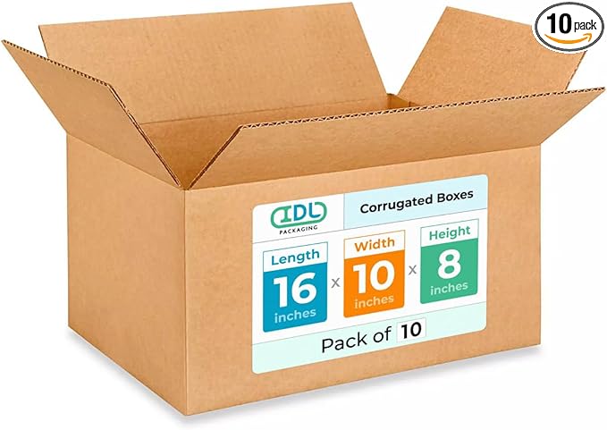 Medium Moving & Shipping Boxes 16x10x8 inches by IDLPackaging