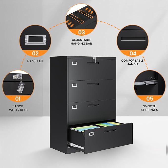 AFAIF 4 Drawer File Cabinets for Home Office, Metal Filing Cabinet - Image 6