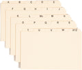 Smead Card Guide, Plain 1/5-Cut Tab (A-Z), 8"W x 5"H, Manila, 25 per Set (57076)