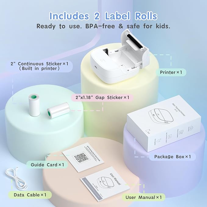 Gloryang JD-23 Sticker Printer, Mini Portable Thermal Printer Print Pod - Image 6