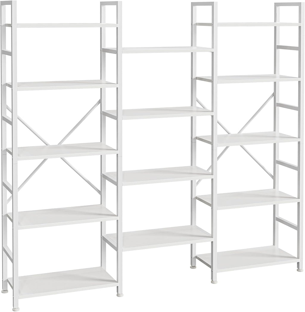 SUPERJARE Triple 5 Tier Bookshelf, Bookcase