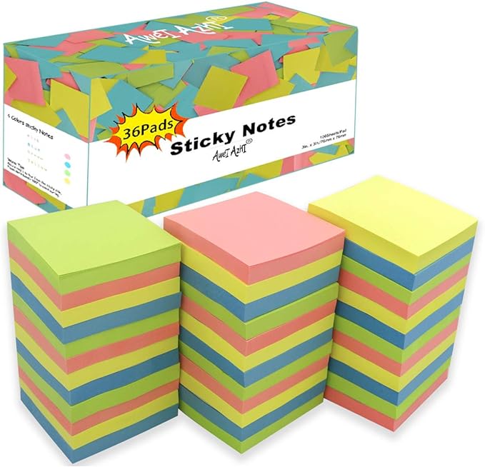 Sticky Notes 3x3, Self-Stick Notes, 36 Pads, 100 Sheets/Pad, Daily Life by AWEIAZHI