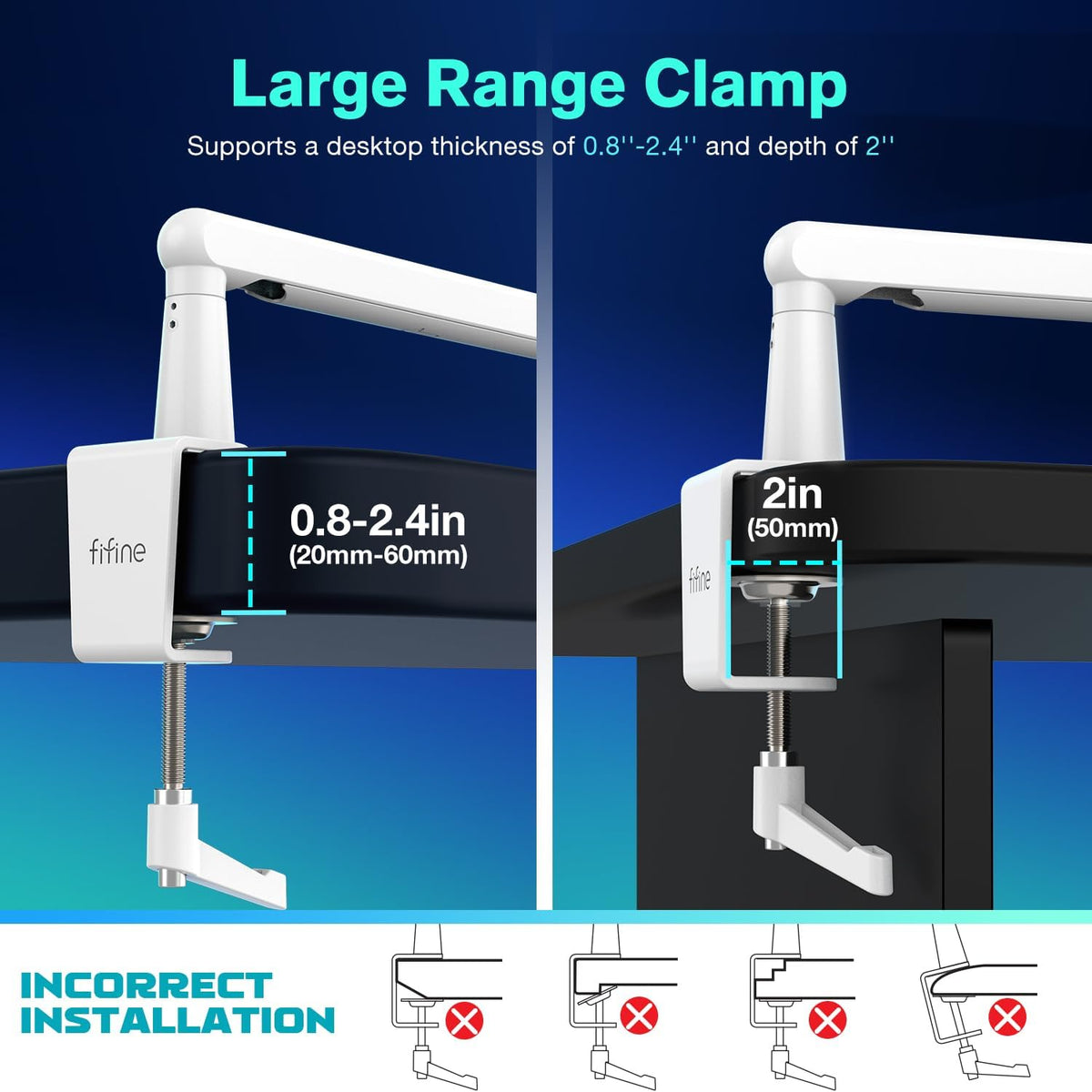 FIFINE BM88W Low Profile Mic Boom Arm for Podcast Recording Streaming