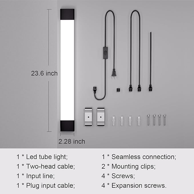 Modlicht Plug in Light Fixture 2FT Linkable 5000K Under Cabinet Lighting - Image 6