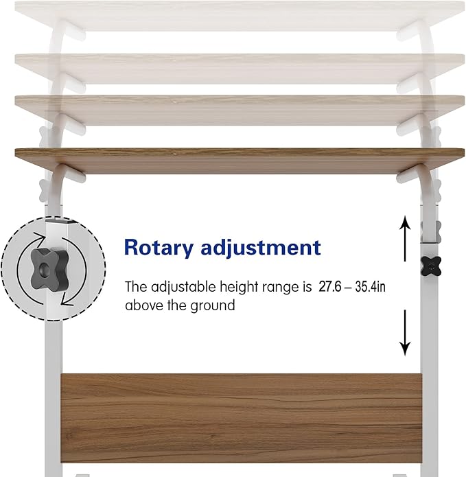 Rolling Laptop Desk Stand Up Desk Adjustable Mobile Laptop Desk, DlandHome 23.6 - Image 5