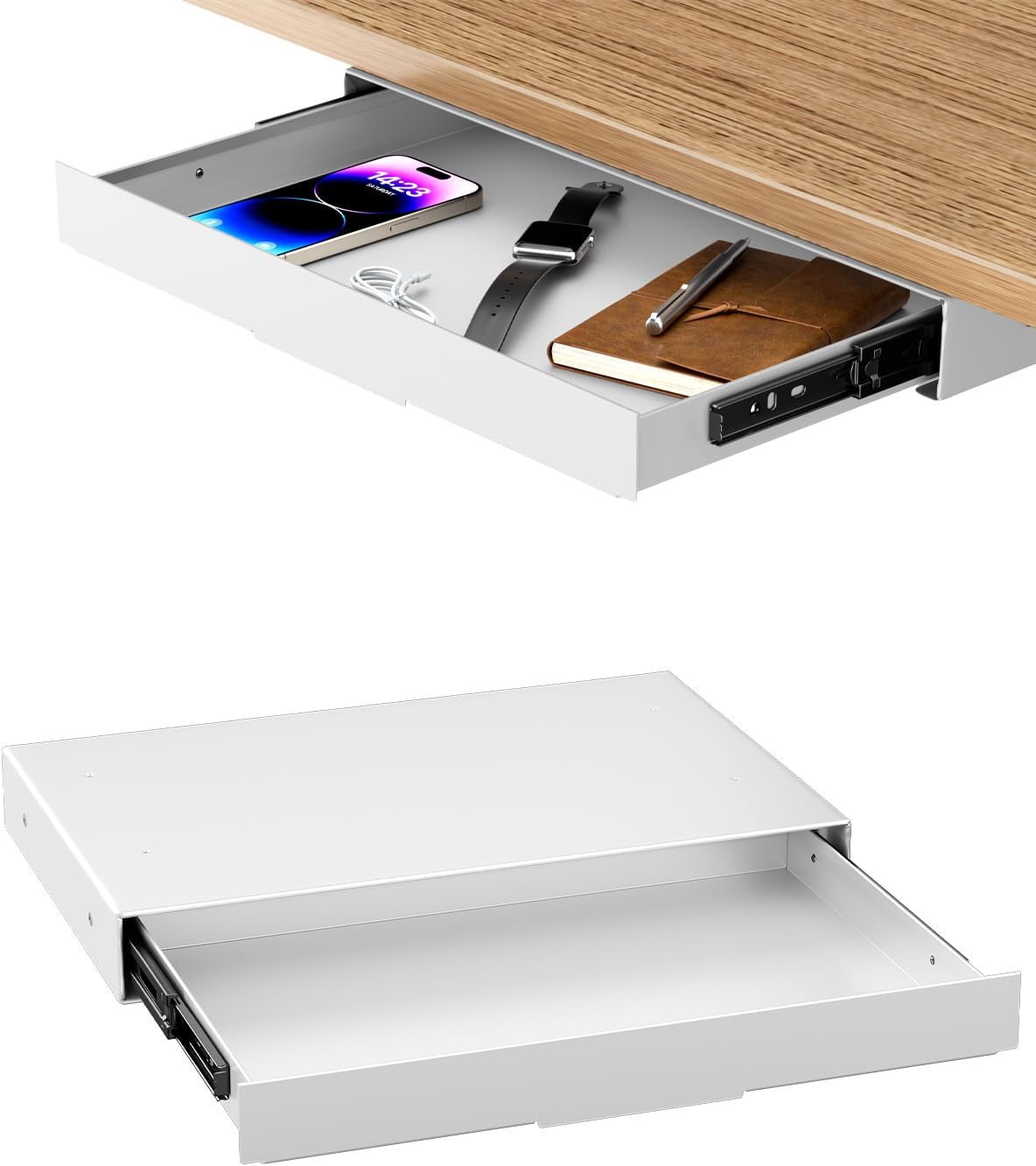 PUTORSEN Under Desk Storage Drawer 14.8" Wide - Smooth Slide Out Organiz...