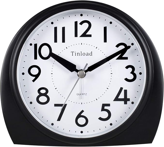 Tinload 5.5" Large Analog Alarm Clock Silent Non Ticking, Gentle Wake, Beep by Tinload