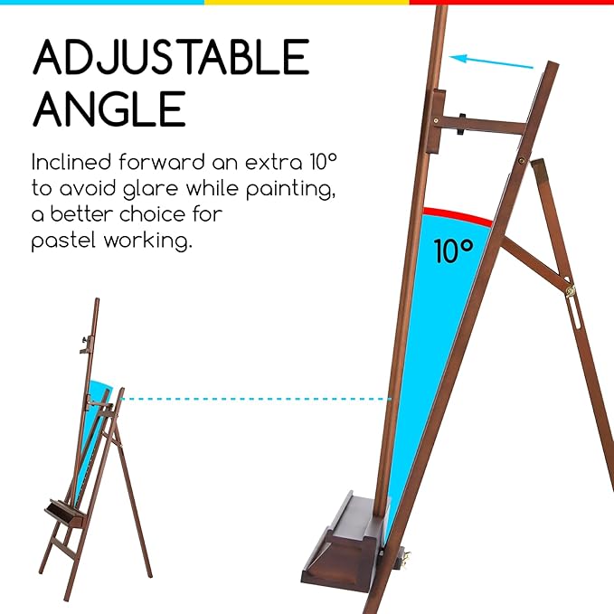 MEEDEN Large Painters Easel Adjustable Solid Beech Wood Artist Easel, Studio - Image 3