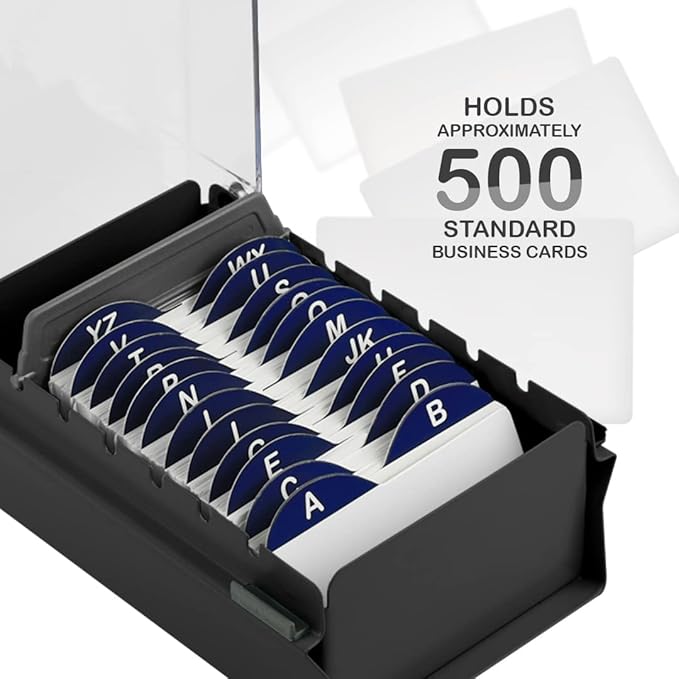 Acrimet Index Business Card Size File Holder Organizer Box Metal Base Heavy Duty - Image 2