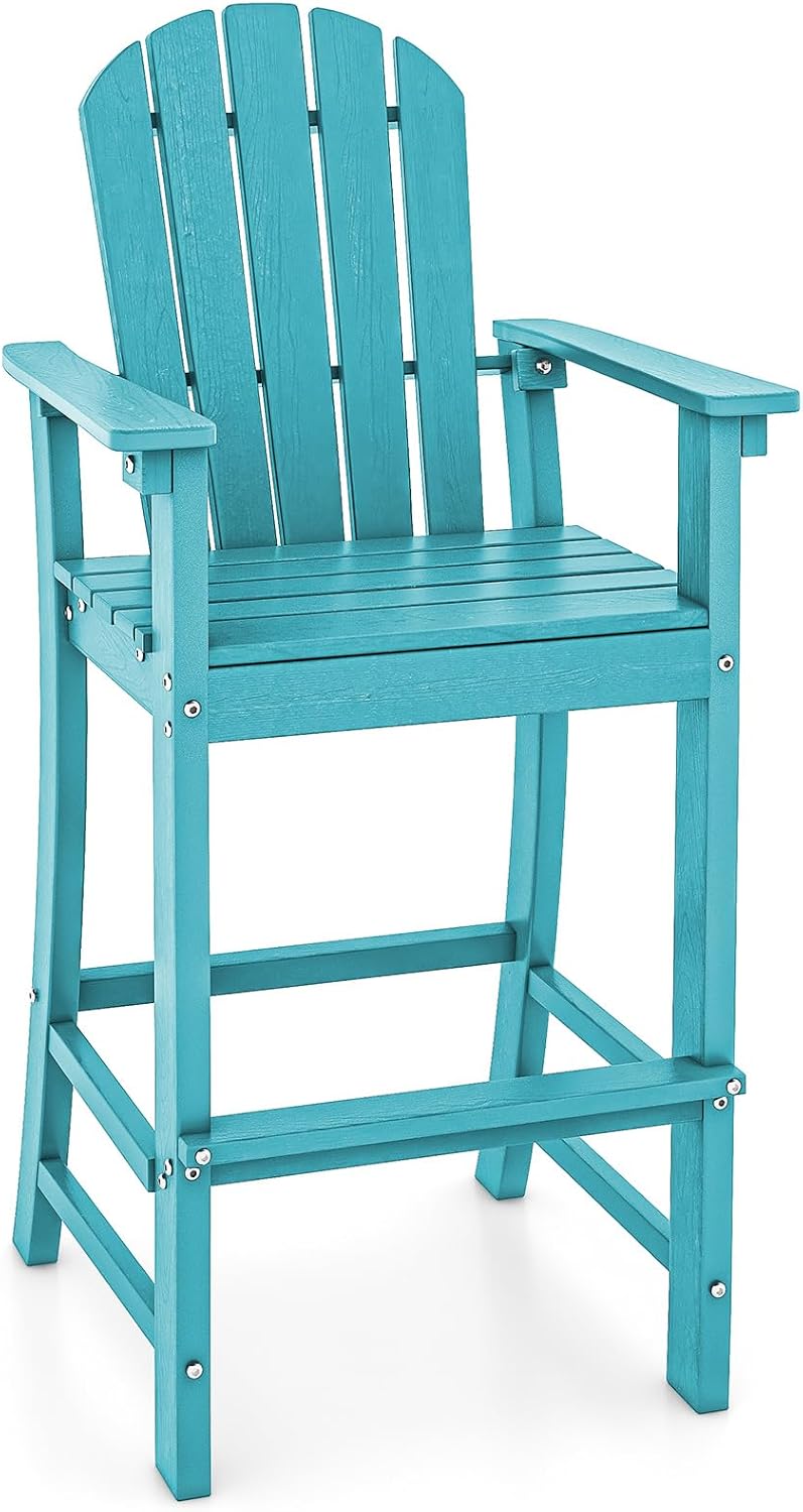 Tangkula Outdoor Tall Adirondack Chair 30 Inches Seat Height, HDPE Bar Height...