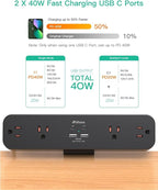 PD40W Desk Clamp Power Strip, Desktop Mount Surge Protector, Fast Charging - Image 3
