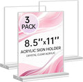 Yeahjiae 3 Pack T-Shaped Acrylic Sign Holder 8.5 x 11, Double Sided Clear Stand by Yeahjiae