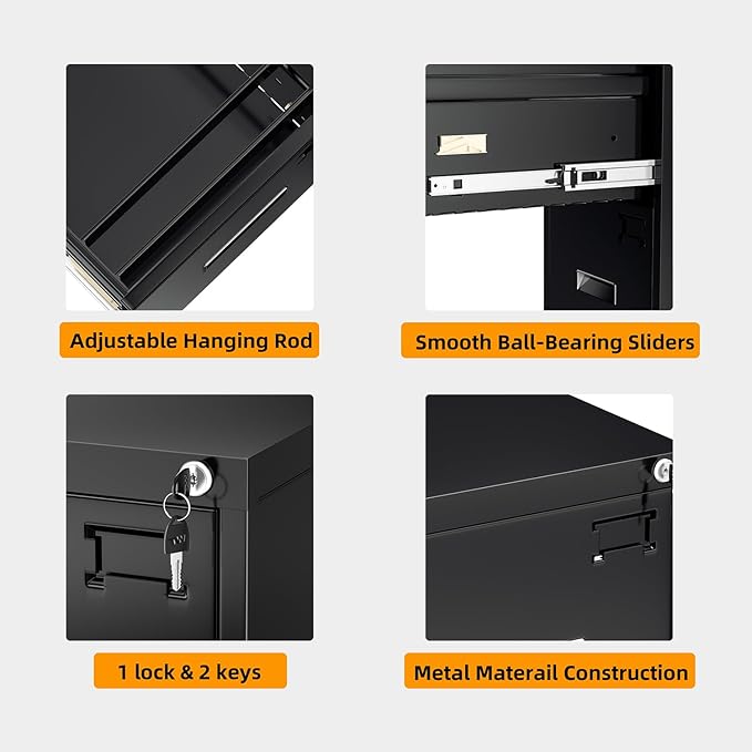 INTERGREAT 2 Drawer File Cabinet, Lockable Vertical File Office Cabinet - Image 7