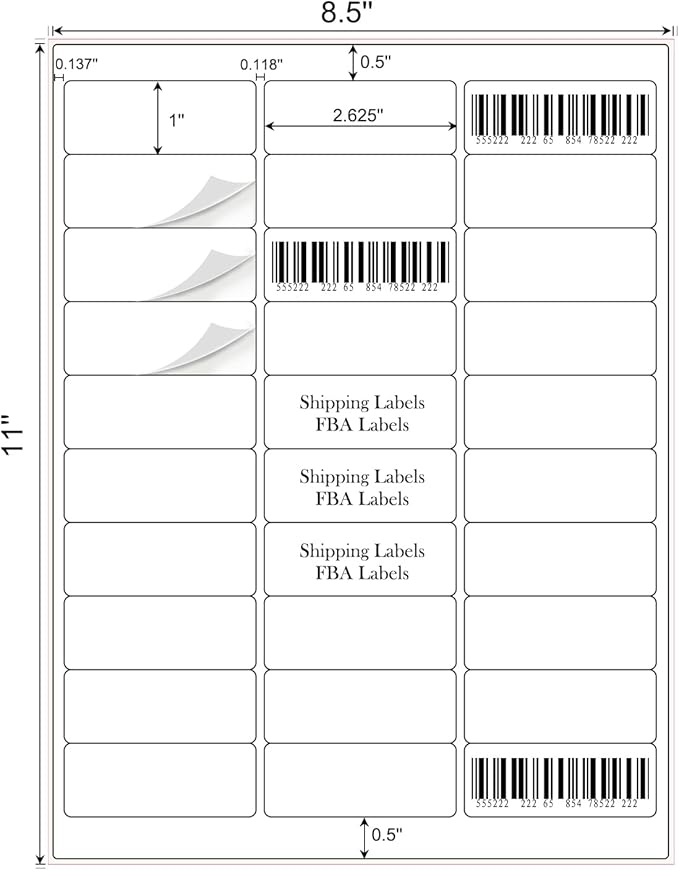 1" x 2-5/8" Address Labels 1500 Labels Sticker Paper - Image 2