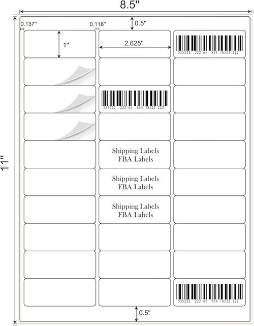1" x 2-5/8" Address Labels 1500 Labels Sticker Paper - Image 2