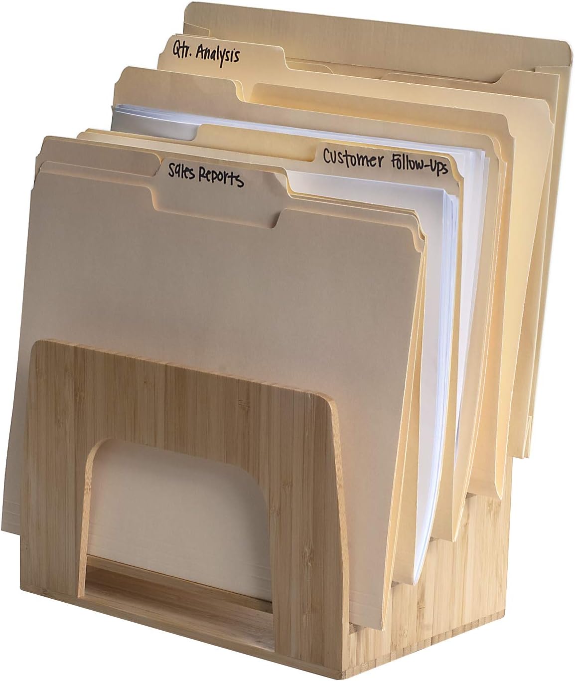 MobileVision Bamboo Desktop Inclined File Folder Organizer and Paper Tray, Up...