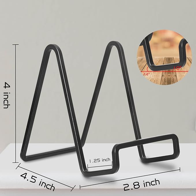 Decolore 4 Pack 4 Inch Black Metal Display Stands Square Plate Holder Display - Image 2