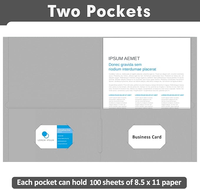 Two Pocket Folders, PANDRI 100 Pack 2 Pocket Folders, Letter Size Paper File - Image 4