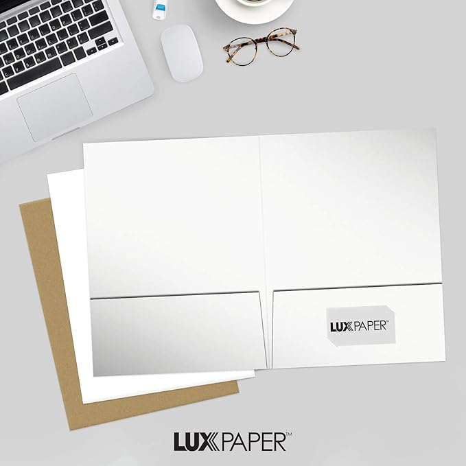 LUXPaper 9" x 12" Presentation Folders | Two Pocket | White Gloss | 14pt. Cover - Image 6