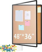 Cholemy Enclosed Bulletin Lockable Cork Case Notice Board 48 x 36 Inch by Cholemy