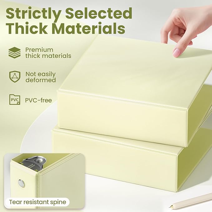 SUNEE 3 Ring Binder 3 Inch 1 Pack, Light Yellow - Image 4