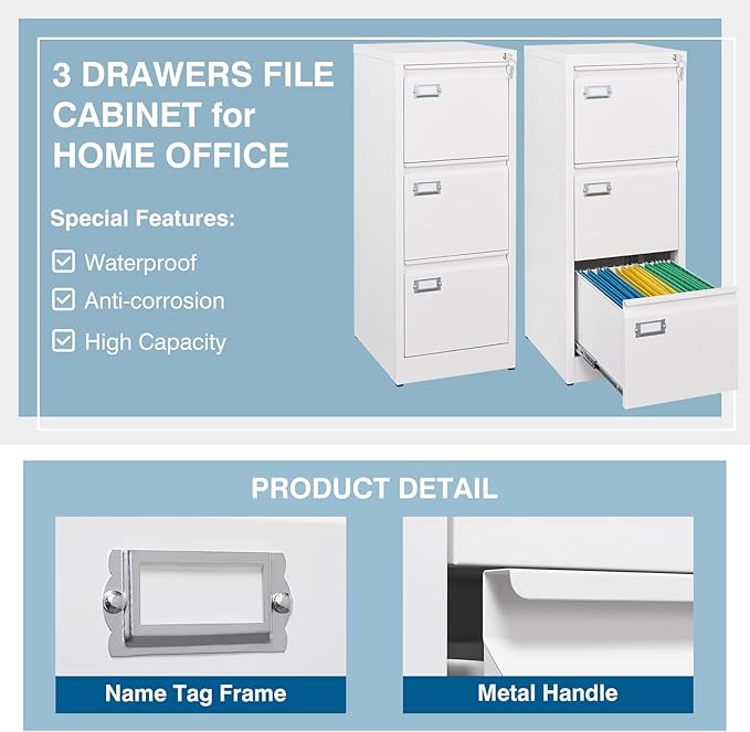 PEUKC 3-Drawer File Cabinet - Image 5
