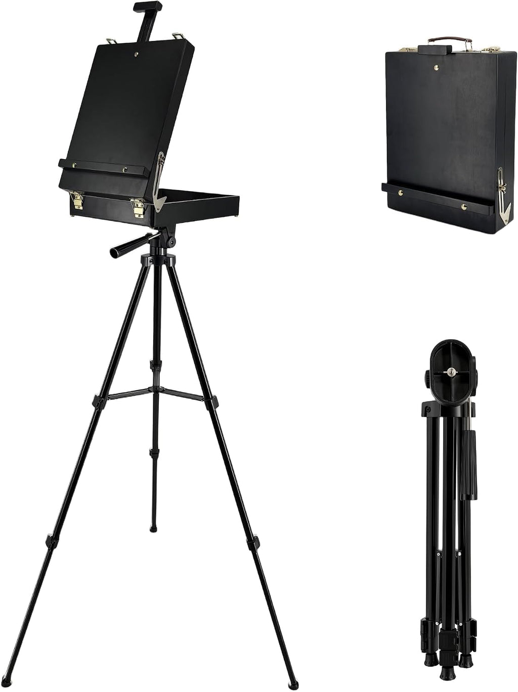 black french style easel sketch box with aluminum, main product view