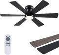 asyko 46"black 6-blade modern low profile ceiling fan, main product view