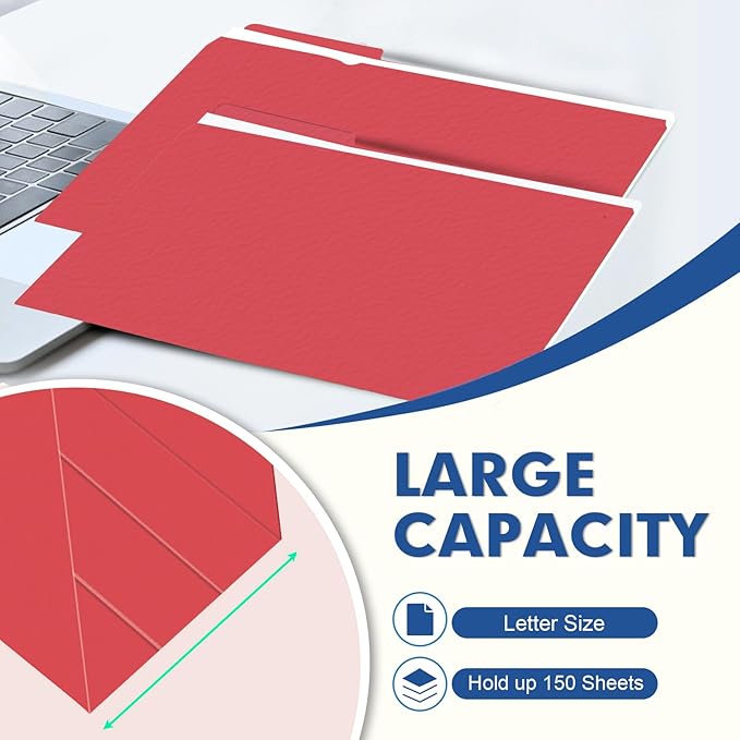 File Folder, PANDRI 120 Pack File Folder, 1/3 Cut Tab, Letter Size, Filing - Image 4