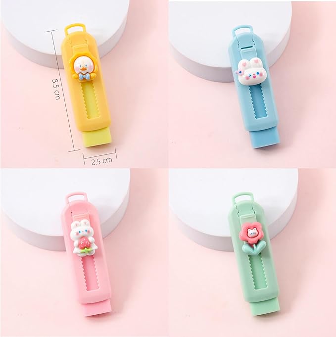 BetterJonny Sliding Retractable Eraser, 4 Color Push Pull Erasers and 8 Refills - Image 6