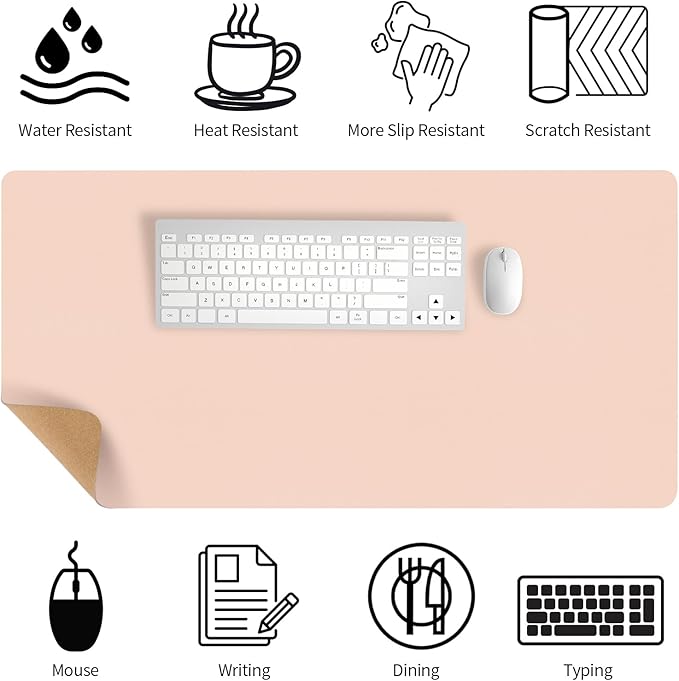 Bloss Pink Desk Mat, Leather Desk Pad, Desk Matt - Image 3