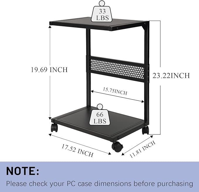 Bfttlity PC Stand Computer Tower Stand 2-Tier Metal CPU Holder - Image 2