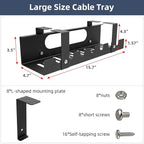 2 Pack Cable Management Under Desk Tray, Adjustable Length Large Cord Organizer - Image 3