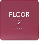 Burgundy ADA Floor 2 Sign with Braille – Made from Durable Acrylic and Ready to by ADACentralSigns
