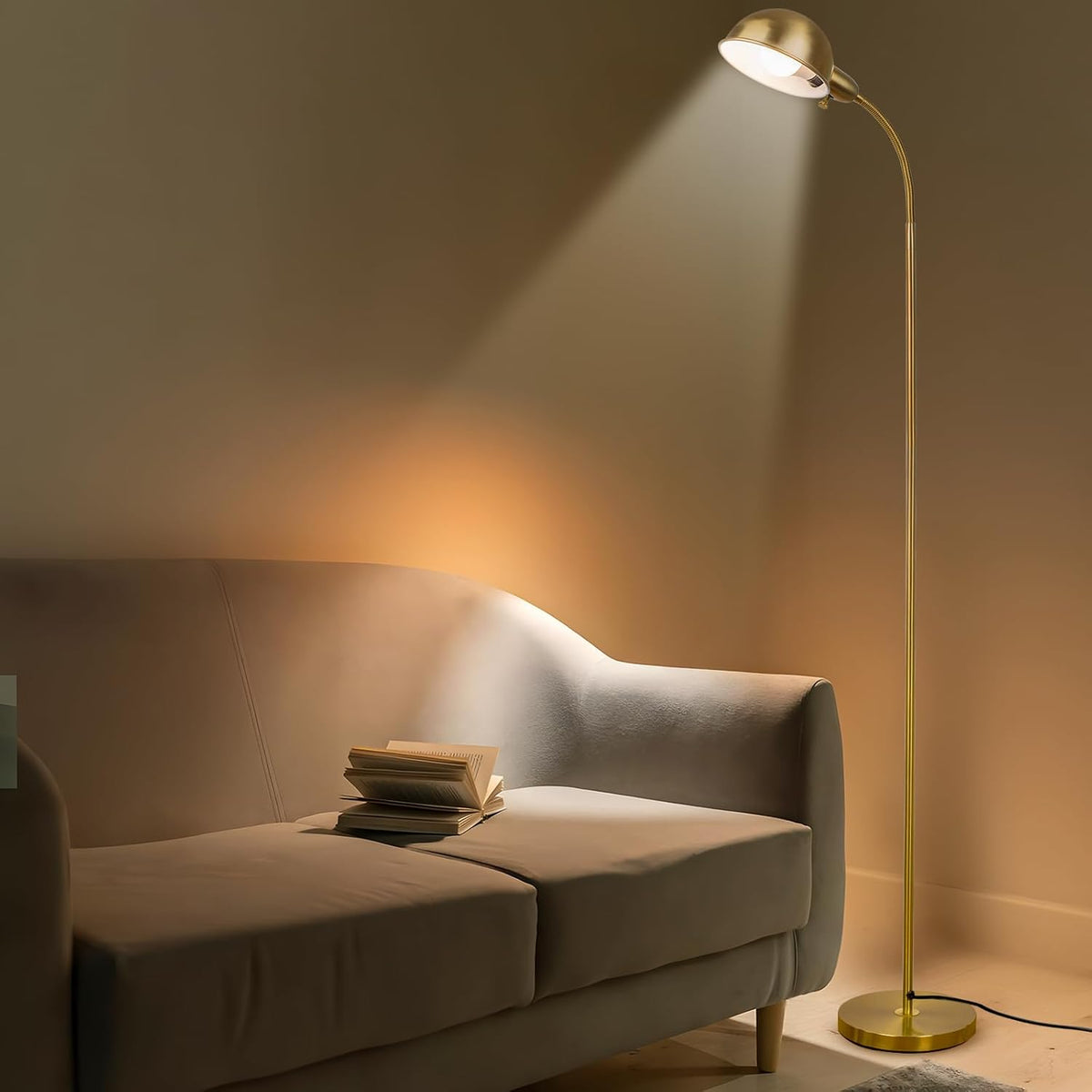 LALISU Modern Metal Reading Standing Floor Lamp with Rotatable Shade, Gold