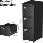Lockable Vertical Metal File Cabinet 3 Drawer, Steel Filing Cabinet - Image 3
