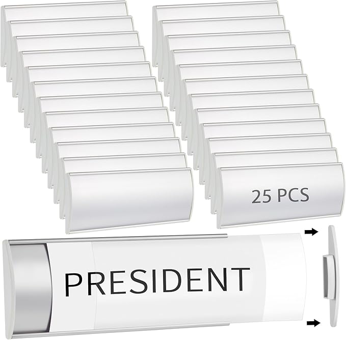 Therwen 25 Pcs Aluminum Office Name Plate Holder by Therwen