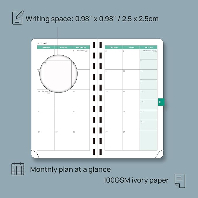 POPRUN 2026 Pocket Planner Weekly and Monthly Calendar - Image 4