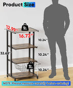 Ardier Media Stand with Detachable Baskets, 4-Tier AV Media Stand Corner Shelf - Image 2