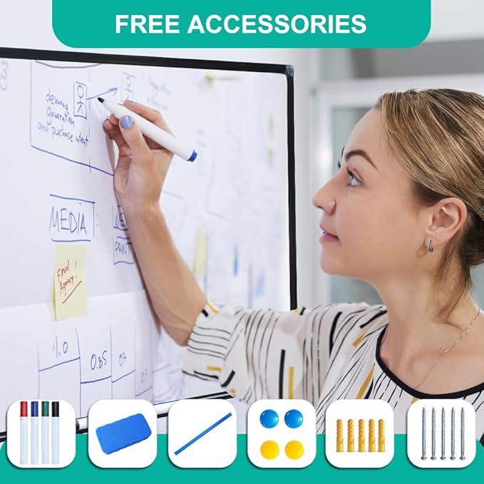 XIWODE 12x18 Inch Magnetic Dry Erase Whiteboard，Black Aluminum Frame - Image 4