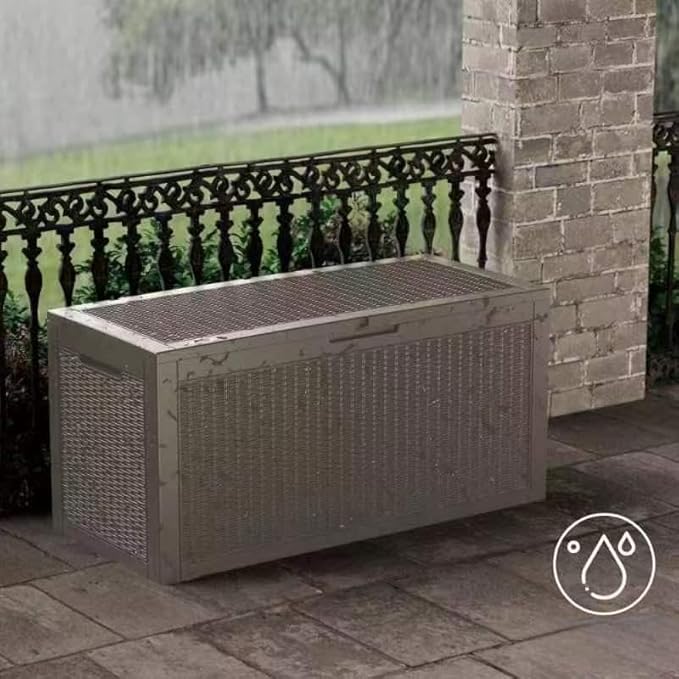 Decksplore 100 Gallon Lockable Resin Deck Box, Waterproof Outdoor Storage Box - Image 9
