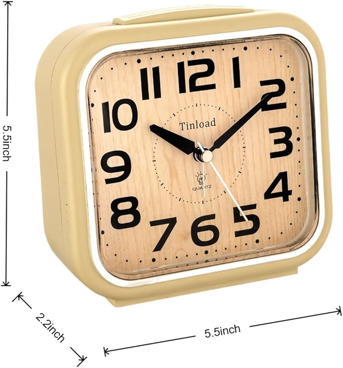Tinload 5.5" Large Analog Alarm Clock Silent Non Ticking, Gentle Wake, Beep - Image 8